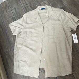 Karen Scott NWT Tan Casual Button Down Shirt. Short Sleeve. Size 2X